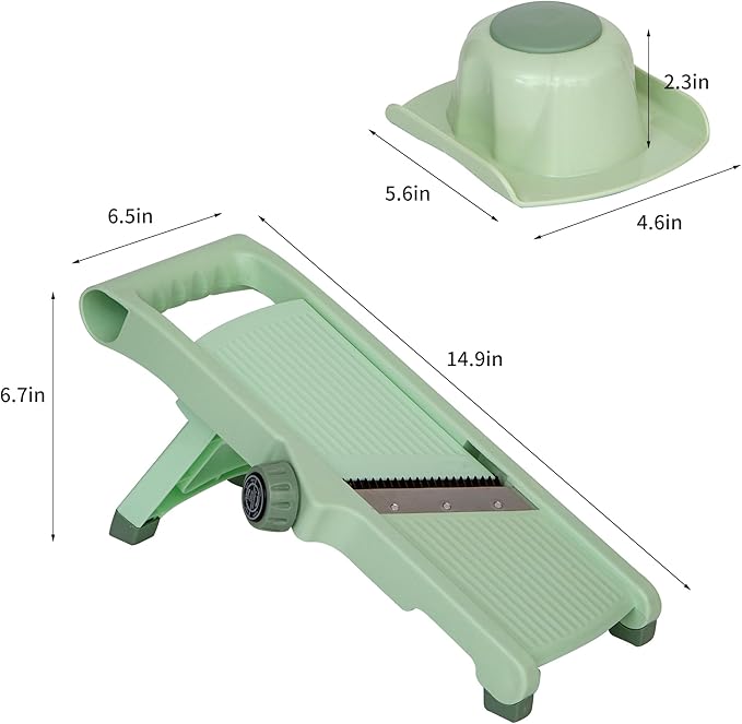 Adjustable Safe Mandoline Slicer for Kitchen - Stainless Steel Multifunction Vegetable & Fruit Cutter, Onion Potato Tomato Cabbage Apple Lemon Slicer