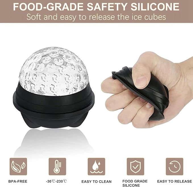Bangp Golf Ball Ice Molds Set of 2,Whiskey Round Ice Cube Molds, Novelty Sphere Ice Molds Create 2.5 Inch Golf Ice Balls - Each Stone Keeps Your Drinks Cool and Unique,for Men and Women
