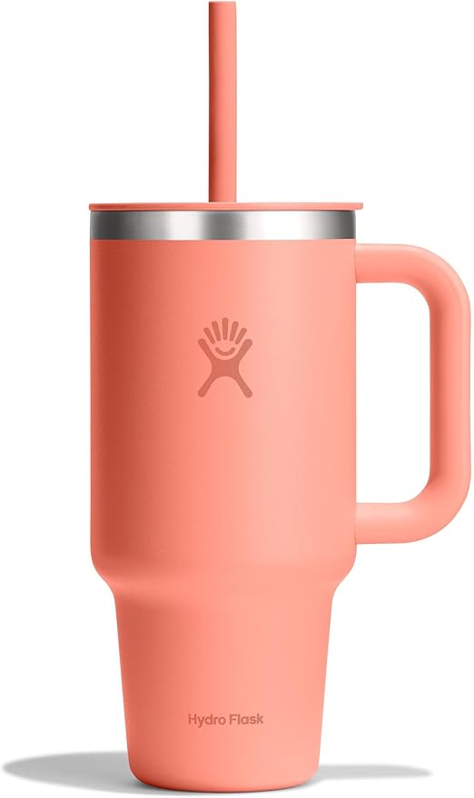 Hydro Flask 32 Oz Travel Tumbler with Handle, Lid and Straw - Insulated Stainless Steel in Sunglow