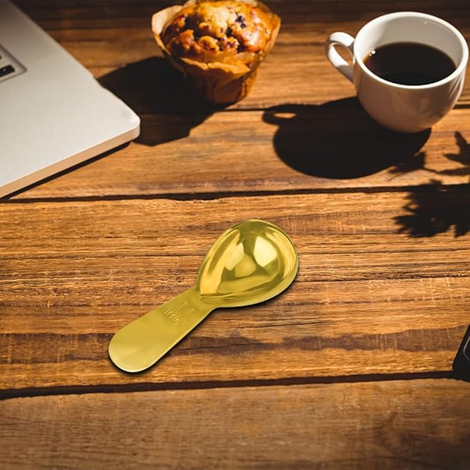 Stainless Steel Coffee Scoop Set - 15ml & 30ml Measures, Milk & Fruit Powder, Gold, 2 Pack