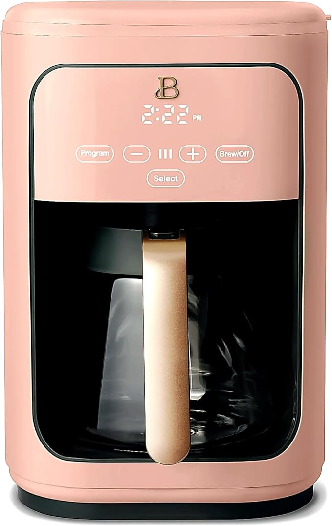 Beautiful Large Capacity 14-Cup Programmable Coffee Maker with 1-4 Cup Mode & Charcoal Filter by Beautiful (Rose)
