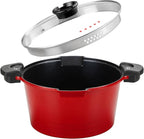 ACTIV CUISINE 8.5qt Pasta Pot with Strainer Lid, Cast Aluminum Stockpot Multipot, Nonstick Ceramic Coating make Cleanup easy with Tempered Glass Lid, Dishwasher Safe, Induction, Red