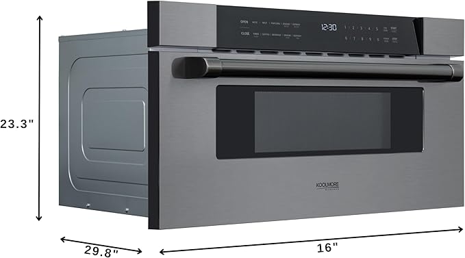 KoolMore Reserve 30 in. 1.2 cu. ft. Microwave Drawer with 10 Power Levels, Sensor Cooking, Melt, Defrost, Bake, Roast, Broil, Timer, Express Cook, 1500 Watts, UL Certified in Black Stainless-Steel