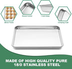 Stainless Steel Baking Sheets with Rack, HKJ Chef Cookie Sheets and Nonstick Cooling Rack & Baking Pans for Oven & Toaster Oven Tray Pans, Rectangle Size 12.5L x 10W x 1H inch & Non Toxic & Healthy