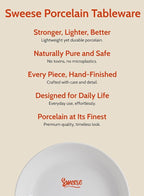 Sweese Large Salad Serving Bowls, 30 Ounce Porcelain White Pasta Plates Set of 6, 8.4 Inch Pasta Bowls for Dinner, Salad - Microwave Dishwasher