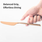 Alata Bailey Rose Gold 20-Piece Forged Stainless Steel Flatware Set Cutlery Set, Service for 4, Silver Finish, Dishwasher Safe