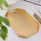 Gold Decorative Tray with Handles, Versatile Serving Tray for Coffee Table, Ottoman, Ideal for Serving, Displaying, Organizing, 15.7"*10.2"*1.57"
