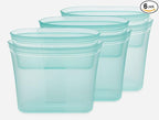 Zip Top Reusable Food Storage Bags | 3 Bag Set [Teal] - 3 Sandwich, 3 Snack | Silicone Meal Prep Container | Microwave, Dishwasher and Freezer Safe | Made in the USA