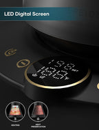 Gooseneck Electric Kettle with ±1℉ Temperature Control for Pour Over Coffee & Tea, Quick Heating, BPA-Free Stainless Steel, Built-in Brew Timer, 1500W/0.9L (Ebony Black)