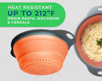Ultimate Kitchen Strainers Set of 2 - Collapsible Silicone Colander For Easy Storage by Comfify - Use with Pasta & Veggies or as a Fruit or Berry Bowl with Strainer - Irreplaceable for Campers - Coral