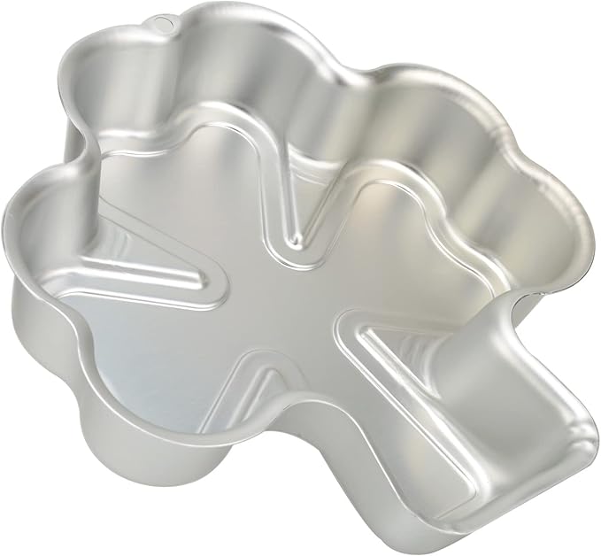 9.5-INCH St. Patrick's Day Shamrock Cake Pan Clover Mould Aluminum 3D DIY Cake Baking Pan for Birthday, Anniversary, Party, Christmas