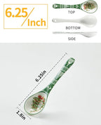 Christmas Spoons, Ceramic Small Serving Spoons for Soups, Cereal, Ice Cream, Condiments, Dips, Charcuterie Boards, Dishwasher & Microwave Safe, Watercolor, Set of 6