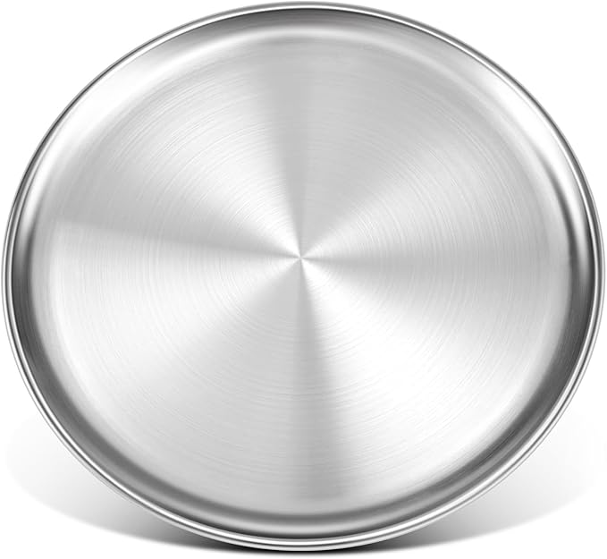 Stainless Steel Pizza Pan 16 inch, Pizza Pan for Oven, Steel Pizza Tray, Thick Round Pizza Plate Pizza Baking Sheet, Easy Clean & Dishwasher Safe, Set of 1