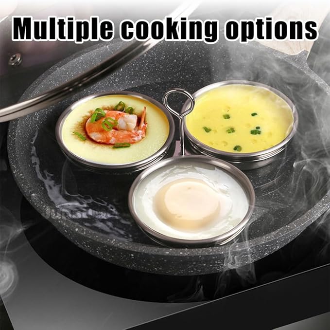 Egg Poacher,Stainless Steel Egg Boiler Maker With Oil Brush Round/Heart Shaped for Making Boiled Eggs