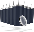 20oz Tumbler Vacuum Insulated Travel Mug with Lids, Stainless Steel Double Wall Bulk Cup for Home, Office, Outdoor Suitable for Vehicle Cup Holders(Set of 8, Navy)