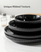 Hasense Black Dinner Plate Set of 6, 10 Inch Ceramic Plates for Kitchen, Large Salad Plates for Lunch, Dinnerware Dish for Restaurant, Home, Microwave Safe Dish for Mother's Day & Housewarming Gift