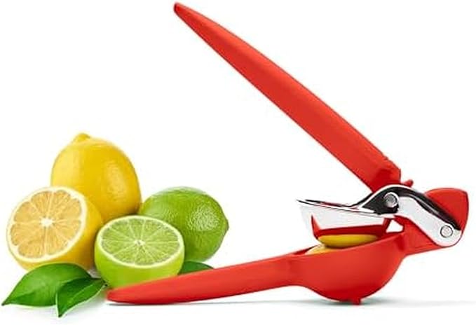 Chef'n FreshForce Lemon Squeezer Citrus Juicer, Manual Hand Press with Dual-Gear Power for Maximum Juice Extraction, Durable, Persimmon Orange