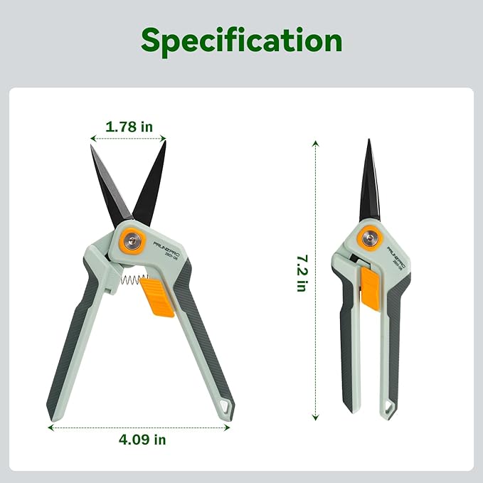 PrunePro Garden Scissors Pruning Shears Sharp Stainless Steel Non-Stick Teflon Coating Blade for Precise Cuts Garden Snip Bonsai Clippers for Plants Rose Flower 3 Pack