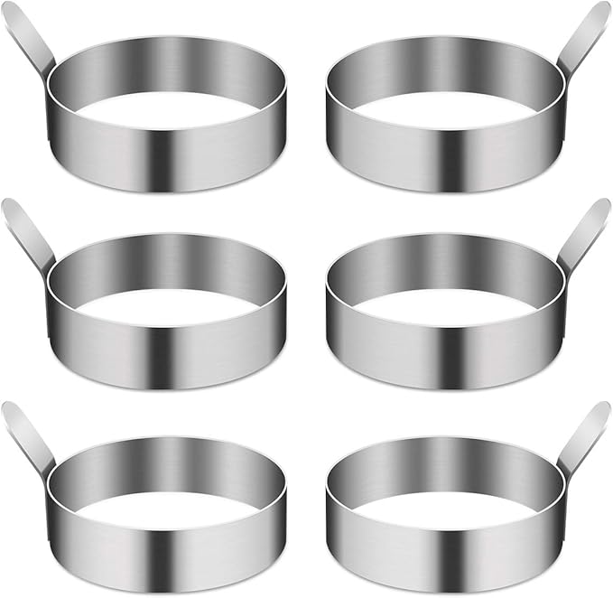 4/6 Pack Egg Ring, 3 Inch Egg Cooking Ring Non Stick Stainless Steel Egg Rings for Frying Eggs Pancake Sandwich Cooking Beefsteak Griddle Kitchen Gadgets for Breakfast