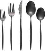 Luxury Vintage Flatware 20-Piece Set – Service for 4, Premium Stainless Steel with Weighted Handles, Aged Heirloom Finish, Dishwasher Safe, Elegant and Modern Cutlery (Vintage Black)