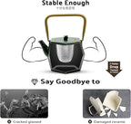 Toptier Cast Iron Teapot, Stovetop Safe Japanese Cast Iron Tea Kettle, Diamond Design Tea Pot with Removable Infuser for Loose Tea, 30 Ounce (900 ml), Dark Green