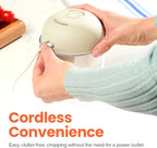 Choppi Cordless Electric Vegetable Chopper & Mini Food Processor for Dicing, Shredding, Mincing, and Puree, Portable and Rechargeable, 2-Cup, 500 mL, 4000 mAh Battery, Desert Sand