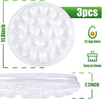 HAKSEN Deviled Egg Containers with Lid, 3PCS Deviled Egg Platter Carrier Holder Trays with 66 Slots for Party and Home Kitchen, Clear