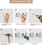 Wall Mounted Coat Rack-3 Hooks, Heavy Duty Stainless Steel Hook Rail for Towel Coat Hat Purse Bag Jacket, Towel Hooks for Entryway Bathroom Kitchen (Silvery 3 Hooks - 1 Pack)