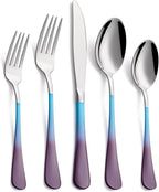 20-Pieces Color Silverware Set for 4,Blue and Purple Handle Stainless Steel Cutlery Set, Include Forks Spoons and Knives Set, Dishwasher Safe Utensil Sets for Home Restaurant