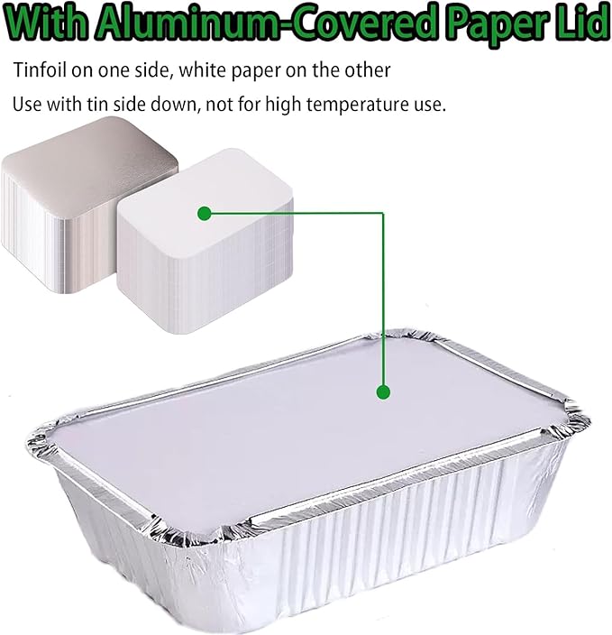 BIBRADAA®Aluminum Pans with Lids,74.4oz(12Pack),37.2oz(10Pack),23.7oz(13Pack),Foil Pans with Lids(Cardboard Covers),Disposable Tin Foil Pans,for Baking, Meal Prep and Freezer, Takeout.