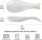 Hasense Spoon Rest for Stove Top, Cooking Spoon Holder for Kitchen Counter, Porcelain Utensil Rest for Spatula, Ladle and Tong, Modern Classic Kitchen Coffee Bar Decor, White