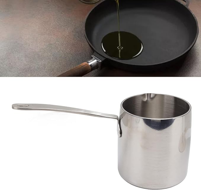 Butter Warmer Pot Quick Heat Conduction Three Layer Stainless Steel Butter Warmer with Accurate Scale Holes (450ML)