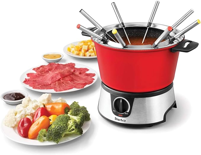 Starfrit The Rock Electric Fondue 13PC Set - 3L - Nestable Components - Quick Release Magnetic Cord - 1500W