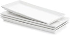Sweese Rectangular Porcelain Platters, Serving Trays for Parties, 13.8 Inch Large Serving Dishes for Steak, Taco, Sushi, Appetizer, Cake - Dishwasher & Oven Safe - Set of 4, White