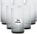Restaurantware-Vetri 16 Ounce Tall Drinking Glasses, 24 Dishwashable Beverage Glasses - No-Lead, Elegant, Gray Glass Tumblers, Ideal For Water, Juice Beer, Cocktails, Liquor, Iced Tea, And More