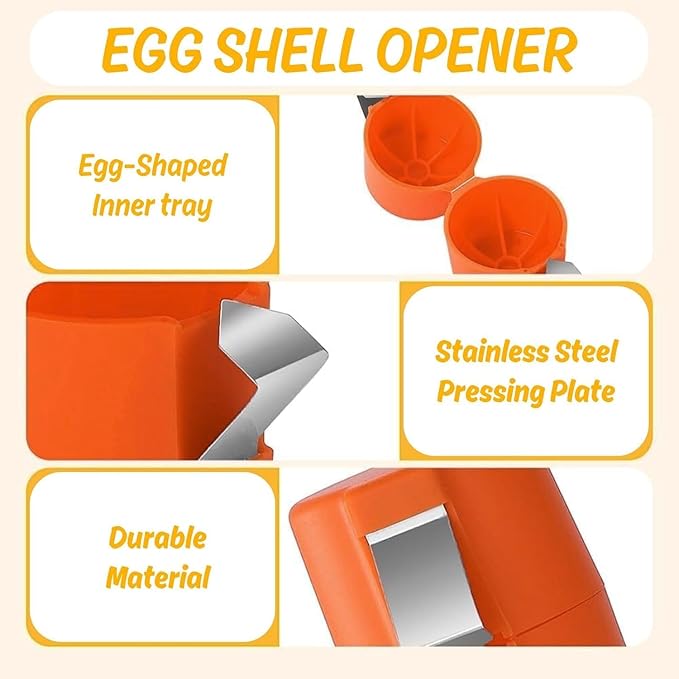 3PCS Egg Shell Opener Egg Separator Stainless Steel Egg Peeler for Eggs, Easy Raw Egg Cracker & Boiled Egg Slicer, Kitchen Gadgets for Baking Breakfast