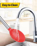 Pack of 2 Large Silicone Cooking Spoons,Non Stick Solid Basting Spoon,Heat-Resistant Kitchen Utensils for Mixing,Serving,Draining,Stirring (RED)