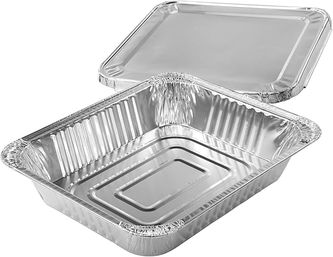 Juvale Aluminum Pans with Lids - 9x13 in, Silver, 20-Pack - Disposable Aluminum Pans, Foil Trays & Catering Trays for Baking & Roasting
