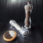 salt and pepper grinder mill set refillable large,the best transparent acrylic grinders for whole peppercorn and himalayan salt