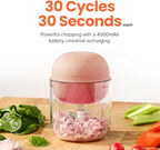 Choppi Cordless Electric Vegetable Chopper & Mini Food Processor for Dicing, Shredding, Mincing, and Puree, Portable and Rechargeable, 2-Cup, 500 mL, 4000 mAh Battery, Canyon Sunset