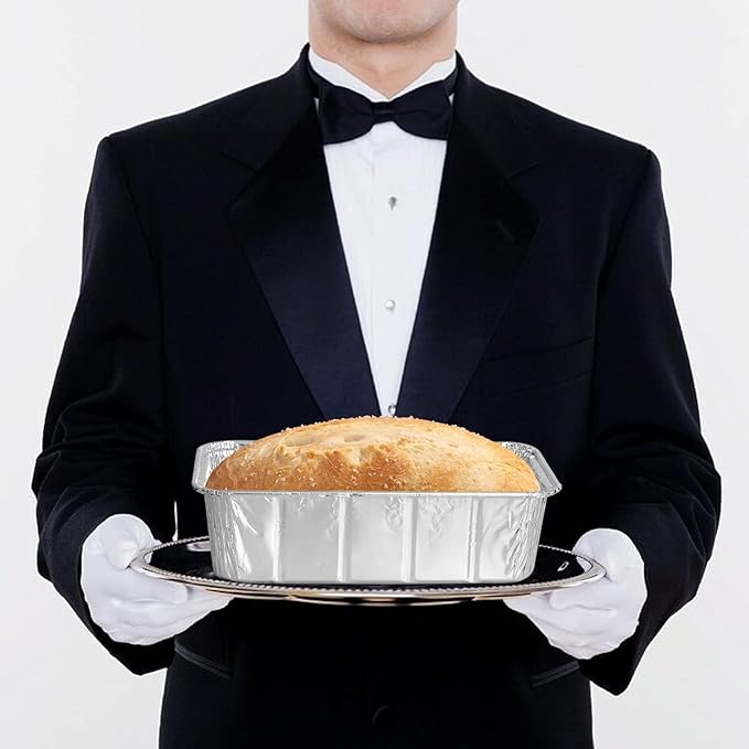 PARTY BARGAINS 5 Lb Aluminum Loaf Pan - 40 Pack, Heavy Duty Disposable Bread Pans for Perfect for Baking, Lasagna, Meatloaf & Food Serving (Max 240°C)