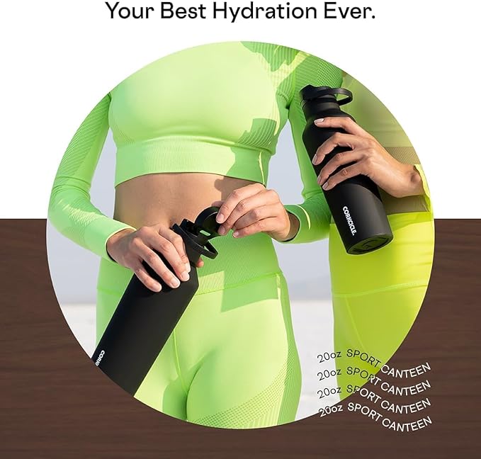 Corkcicle Sport Canteen - Keeps Drinks Cold 25 Hours - Stainless Steel Water Bottle - Triple-Insulated - Spill-Proof - Summer Drinkware Gift - Keeps Drinks Ice Cold - 20 oz - Walnut Wood