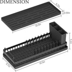 Small Dish Drying Rack, Compact Sink Dish Drainer Plate Rack Organizer with Utensil Holder and Silicone Drying Mat for Kitchen Counter, RVs, Apartments