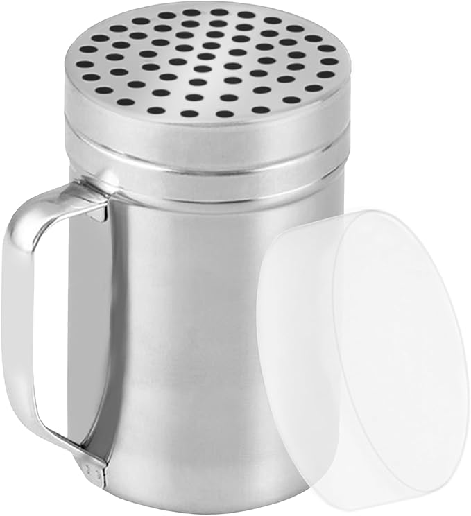 CUSINIUM 14oz Metal Parmesan Cheese Shaker with Large Holes - With Handle - Chili Flakes Dispensers - Pizza Shaker | Style: Coarse