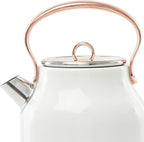 Haden Heritage 1.7 Liter Stainless Steel Electric Kettle, Hot Water Kettle with 360-Degree Base and Auto Shutoff, Ivory & Copper