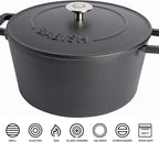Babish 6-Quart Round Enamel Cast Iron Dutch Oven with Lid – Matte Black, Heavy-Duty Dutch Oven for Slow Cooking, Braising & Baking