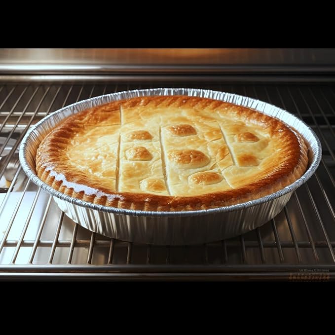 FUNSTITUTION Round Disposable Aluminum Pie Pans (30 Pack) - 9 Inch Disposable Pie Pans - Round Aluminum Foil Pans For Baking, Grilling, Cooking, Storing, Prepping