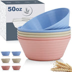 Wheat Straw Bowl Sets,6 PCS Unbreakable Big Cereal Bowl 50 OZ,Microwave and Dishwasher Safe Bowls,Large Salad Bowls for Party,Dorm,Apartment,Camping (Colorful Series)