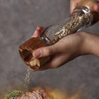 KKC HOME ACCENTS Wood Salt and Pepper Shakers,Wooden Salt and Pepper Grinder,Ceramic Core,Refillable,8 inch