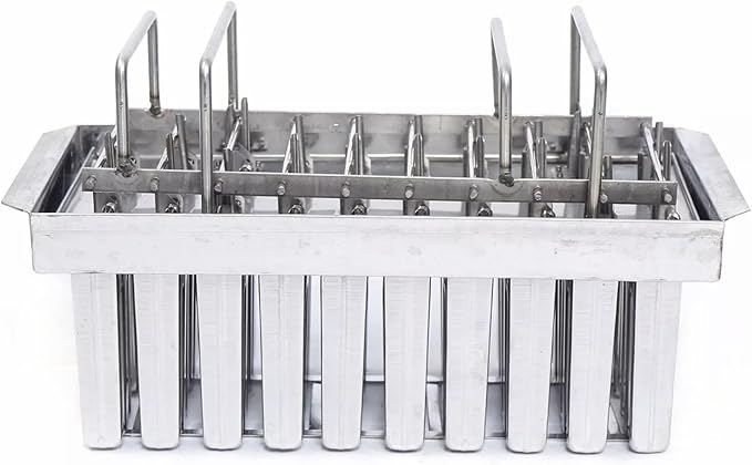 20PCS Commercial Popsicle Molds Heavy Duty Stainless Steel Popsicle Maker Kit with Brush & Sticks, 85g Capacity per Slot, DIY Yogurt Ice Cream Tools for Home Restaurants (Flat Head Double Groove)